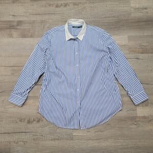 Ralph Lauren LRL Button Up Shirt Size 16W Striped Poplin Professional Oxford Top